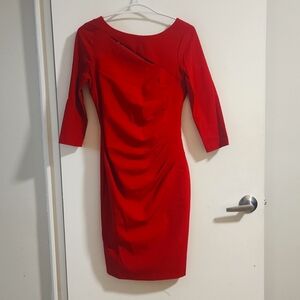 Red Cocktail Dress 3/4 length sleeve